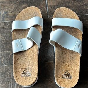 Reef White Sandals with Cork Sole
